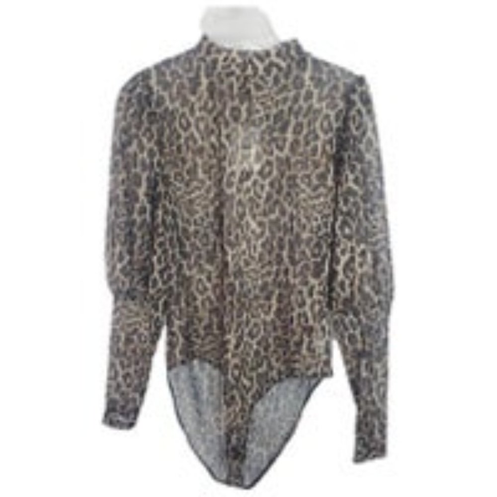 New!  Updated 8h ago  Forever 21 sheer leopard print mock neck long sleeve bodys